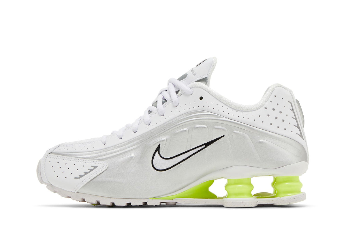 Nike Shox R4 White Metallic Silver Volt
