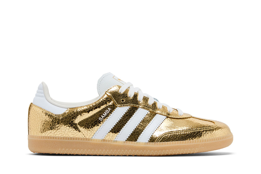 Adidas Samba OG Gold Metallic Cracked Leather - la samba doree brillante