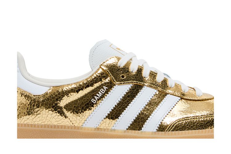 Adidas Samba Gold Metallic Cracked Leather - Détail de profil