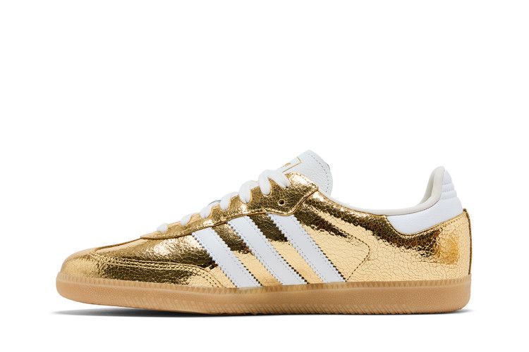 Adidas Samba Gold Metallic Cracked Leather - Vue lifestyle