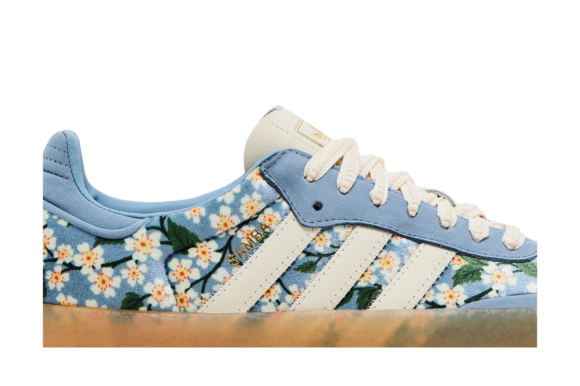 Adidas Sambae Liberty London Floral Embroidery Blue Cream White