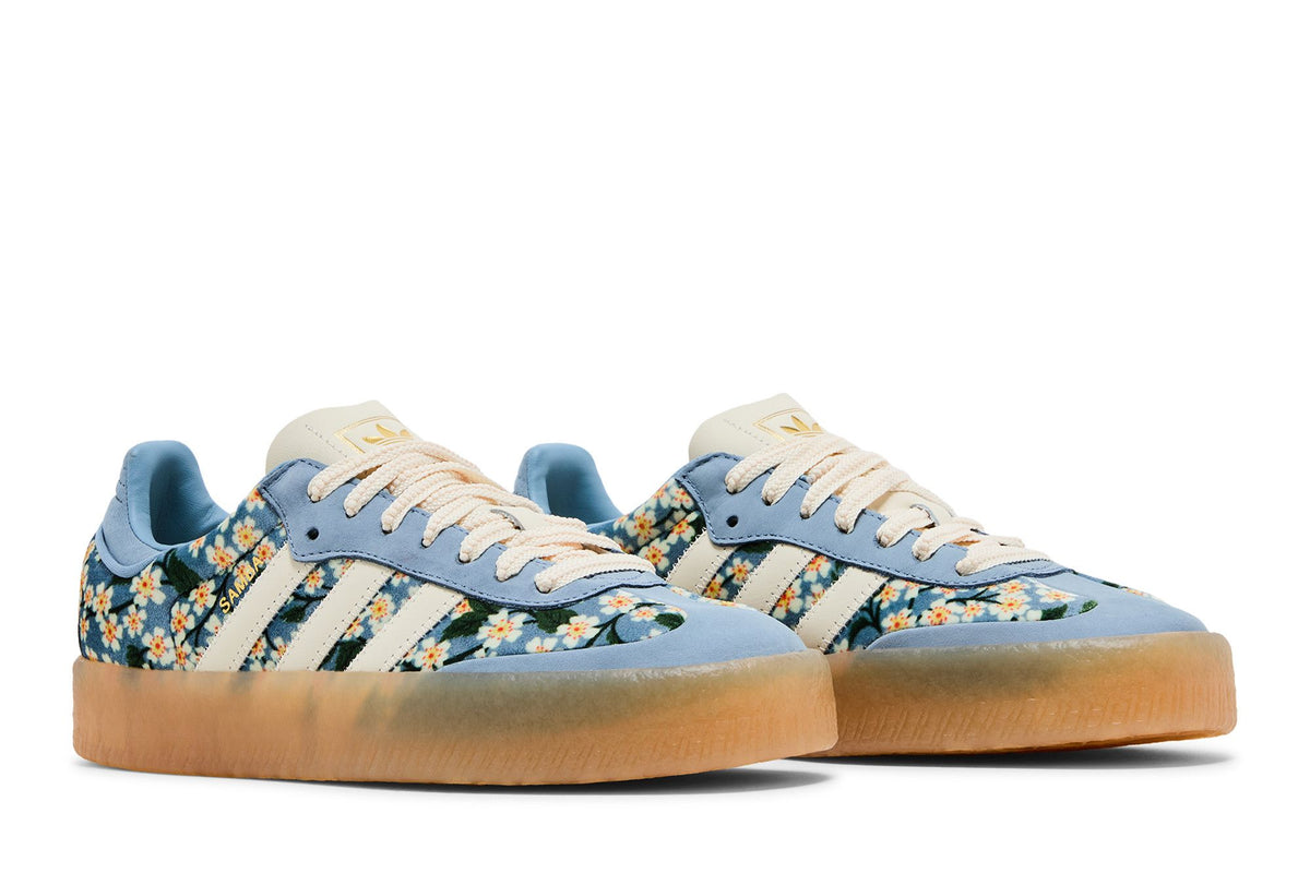 Adidas Sambae Liberty London Floral Embroidery Blue Cream White