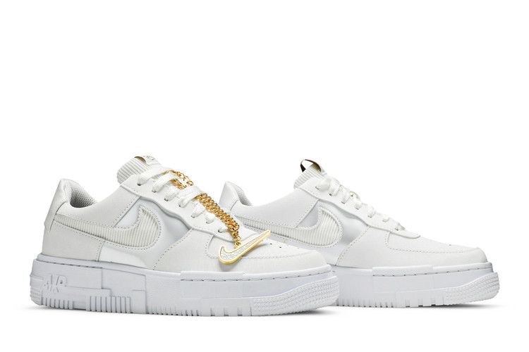 Nike Air Force 1 Low Pixel Grey Gold Chain