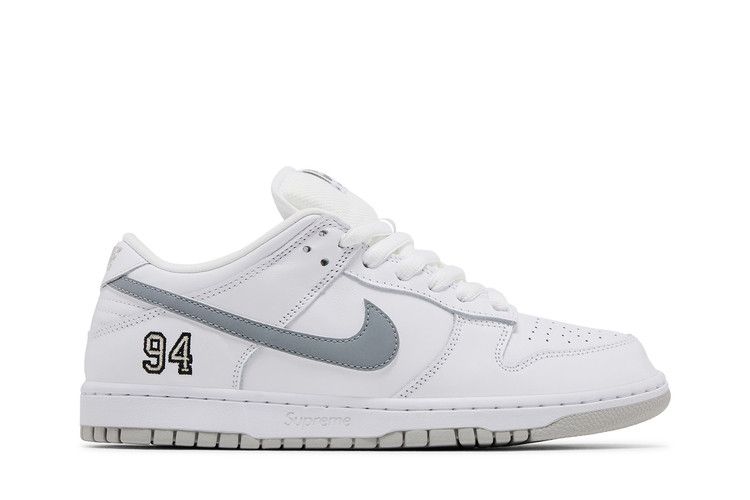 Nike SB Dunk Low Supreme 94 White Metallic Silver