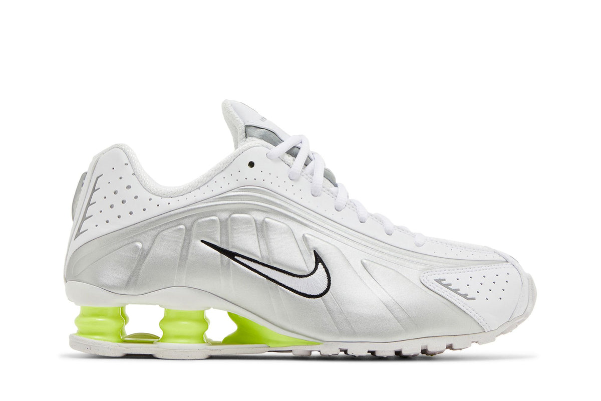 Nike Shox R4 White Metallic Silver Volt
