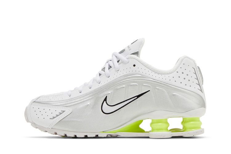 Nike Shox R4 White Metallic Silver Volt
