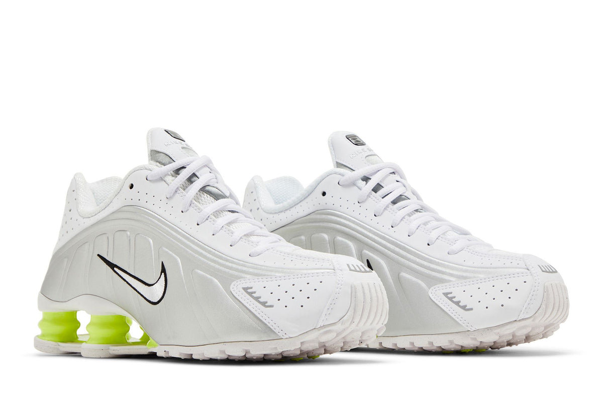 Nike Shox R4 White Metallic Silver Volt