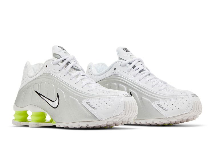 Nike Shox R4 White Metallic Silver Volt
