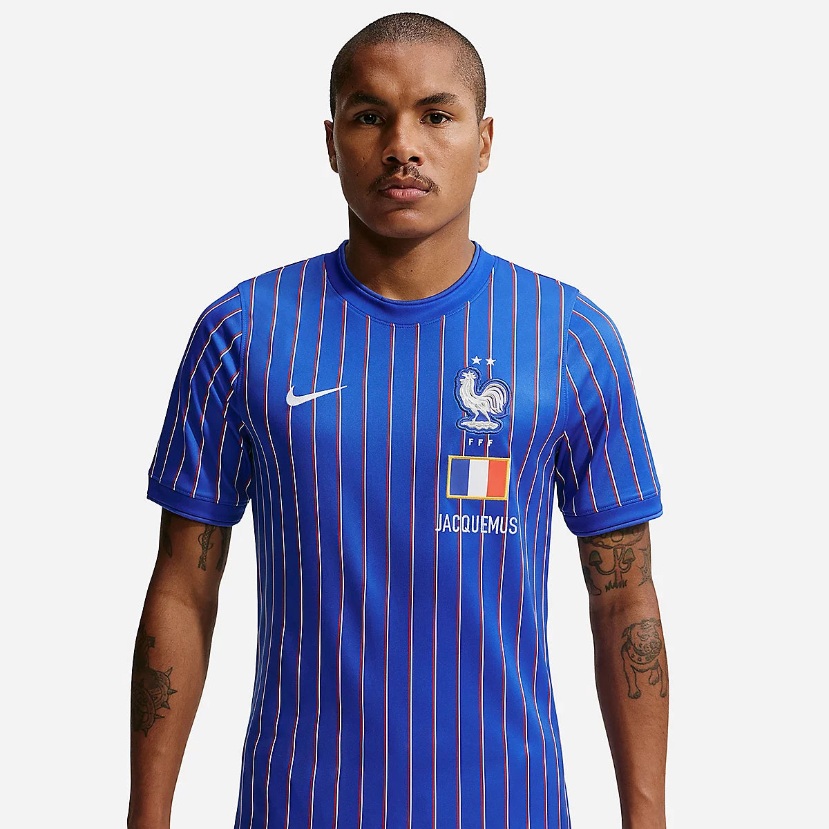 Nike x Jacquemus x France Pre Match Jersey Blue Stripe
