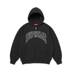 Supreme Cracked Raglan Zip Up Hooded Sweatshirt Black