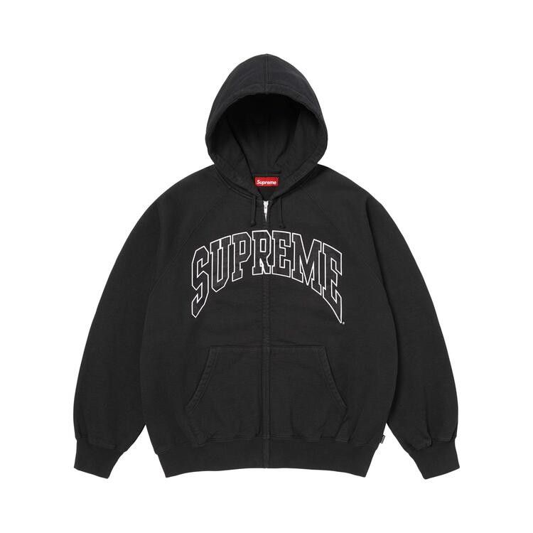 Supreme Cracked Raglan Zip Up Hooded Sweatshirt Black