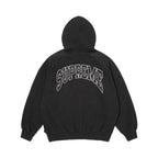 Supreme Cracked Raglan Zip Up Hooded Sweatshirt Black
