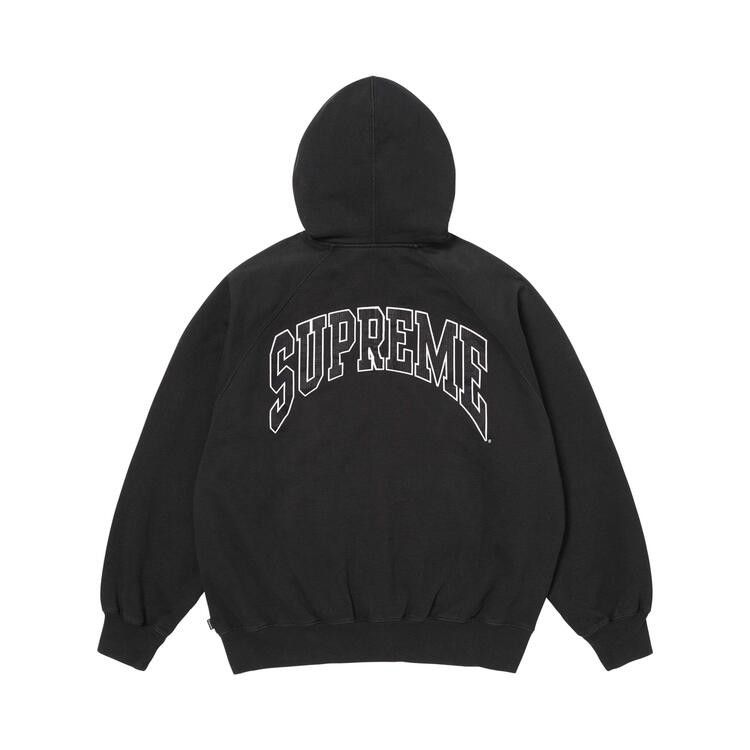 Supreme Cracked Raglan Zip Up Hooded Sweatshirt Black