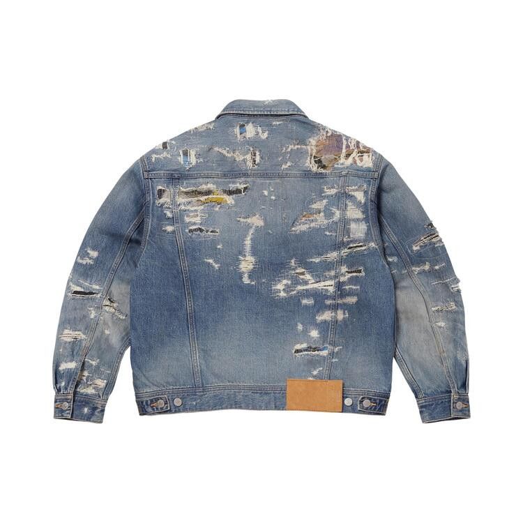 Supreme MM6 Maison Margiela Distressed Selvedge Denim Trucker Jacket Blue