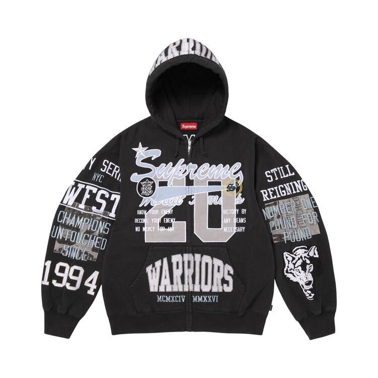 Supreme Warriors Applique Zip Up Hooded Sweatshirt Black