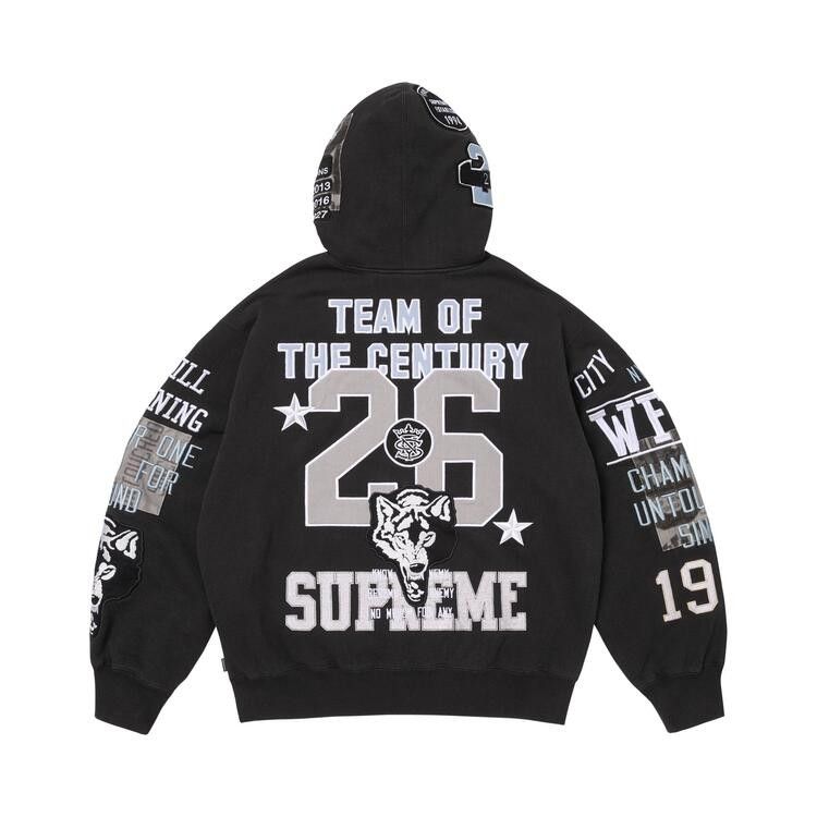 Supreme Warriors Applique Zip Up Hooded Sweatshirt Black
