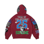 Supreme Warriors Applique Zip Up Hooded Sweatshirt Red