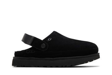 UGG Goldenstar Clog Black noir de profil, semelle noire