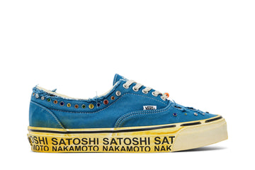 Vans Era 95 Satoshi Nakamoto bleu délavé de profil, perles et bande jaune
