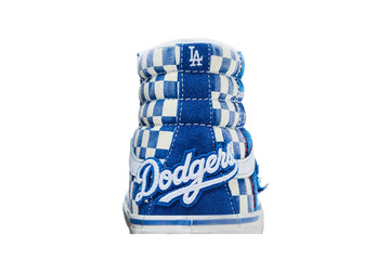 Talon de la Vans Sk8-Hi Dodgers avec logo Dodgers brodé et damier bleu